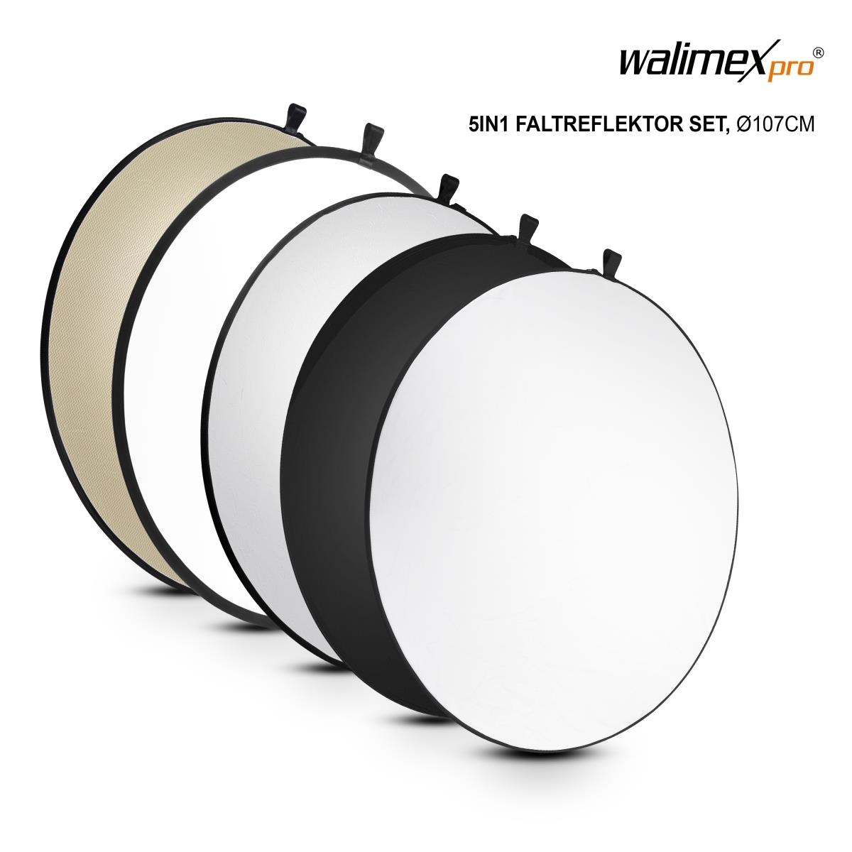 Walimex pro 5in1 Faltreflektor Set wavy, Ø107cm