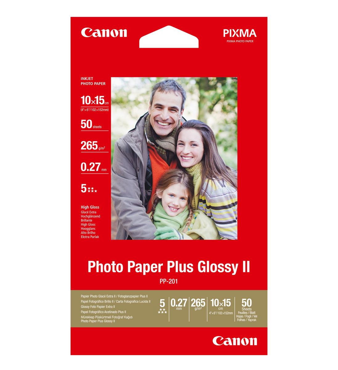 Canon PP-201 Fotoglanzpapier Plus II 10x15 50 Blatt 265g