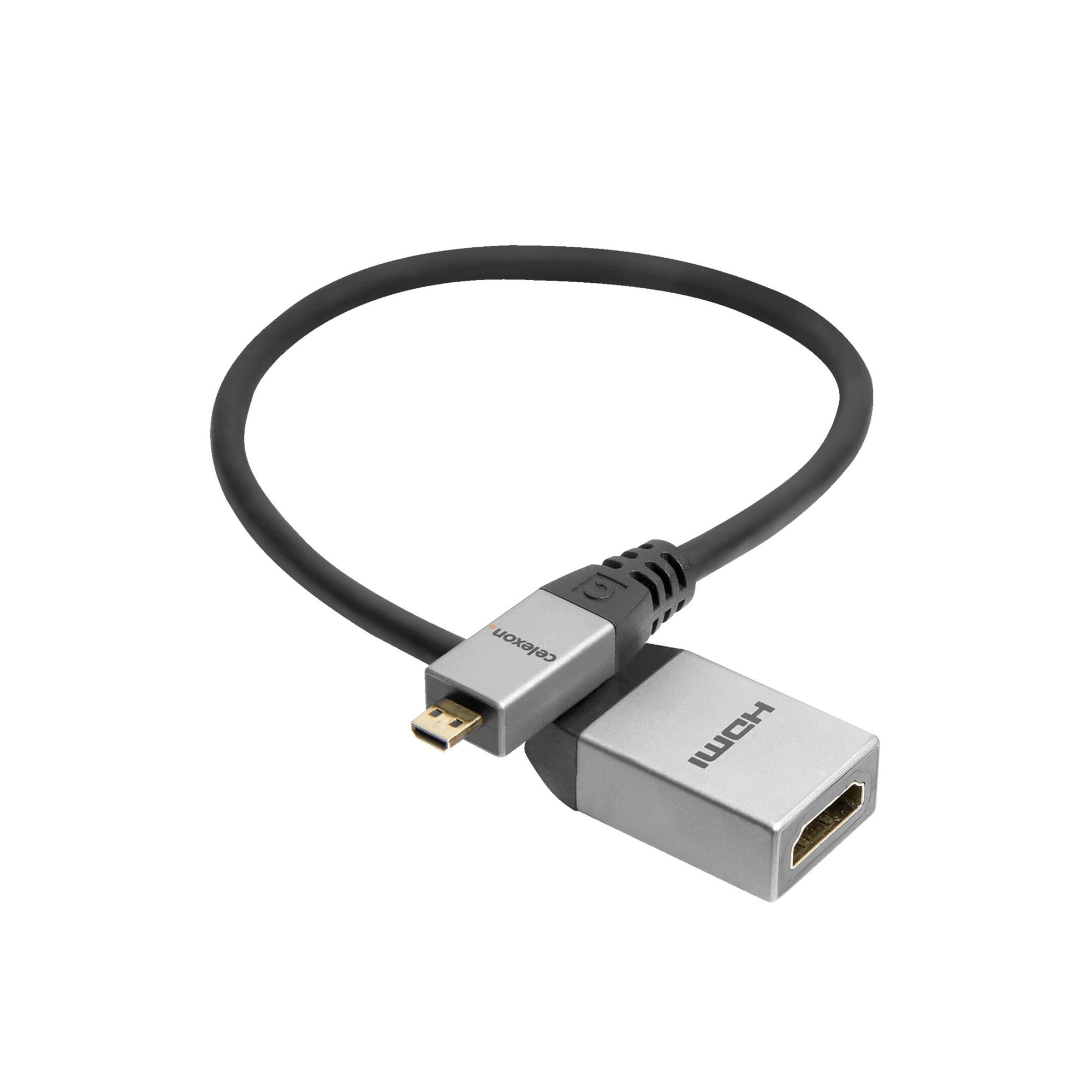 Celexon Micro HDMI auf HDMI M/F Adapter mit Ethernet - 2.0a/b 4K 0,25m - Professional Line