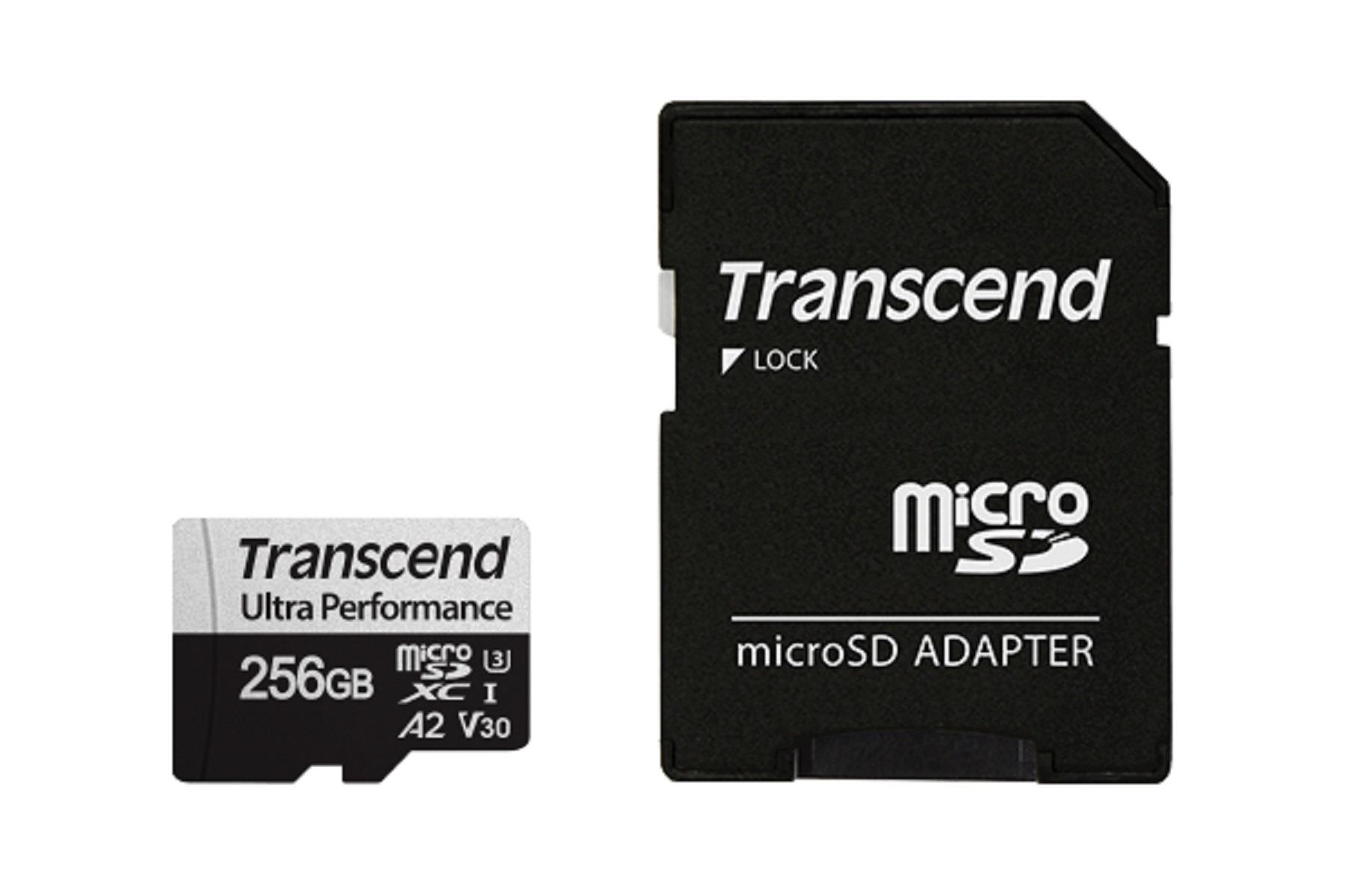 Transcend 256 GB microSDXC-Karte 340S UHS-I U3 A2 V30 160/125MB/s mit Adapter