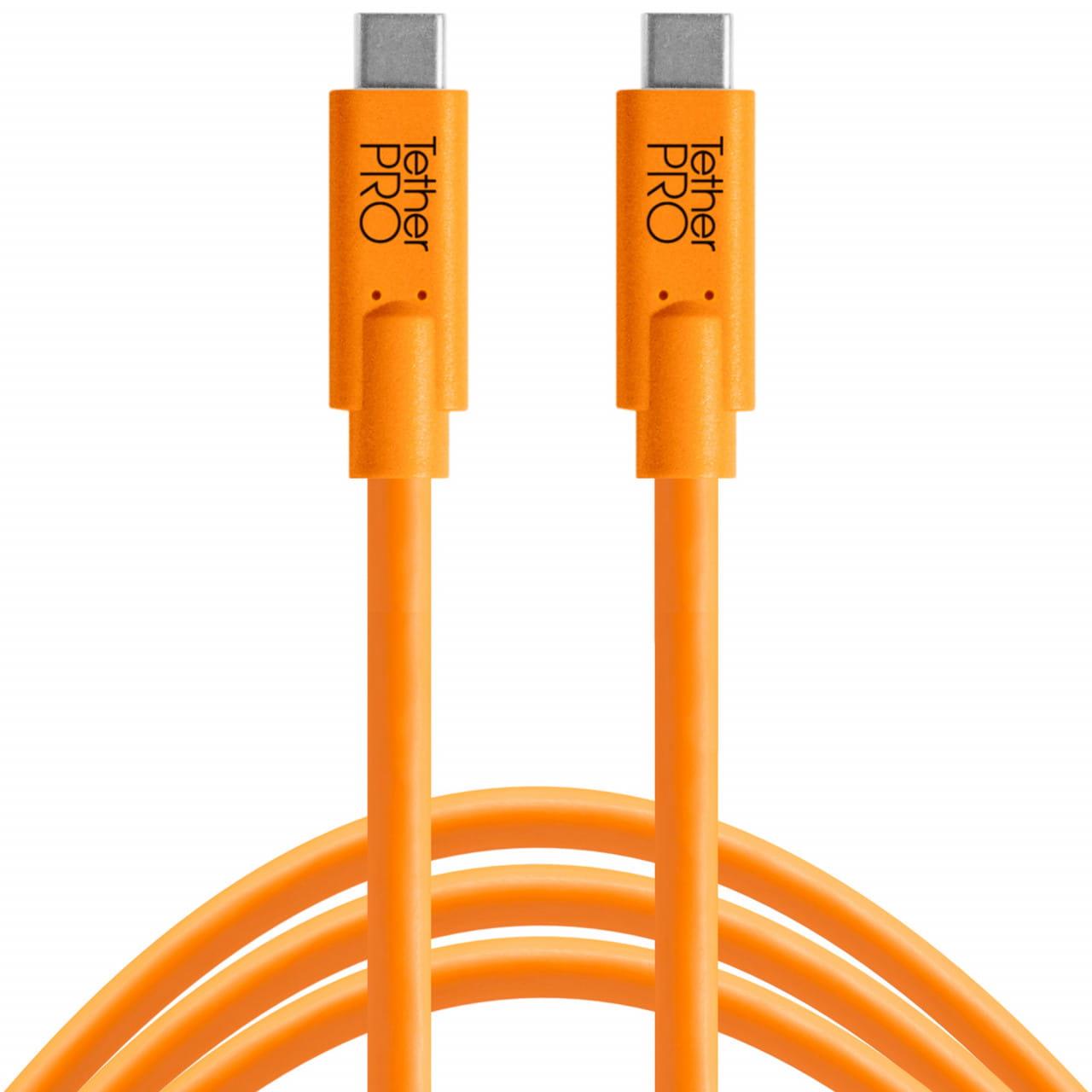 TETHER TOOLS TetherPro USB-Datenkabel für USB-C an USB-C - 4,6 Meter Länge, gerader Stecker (orange)