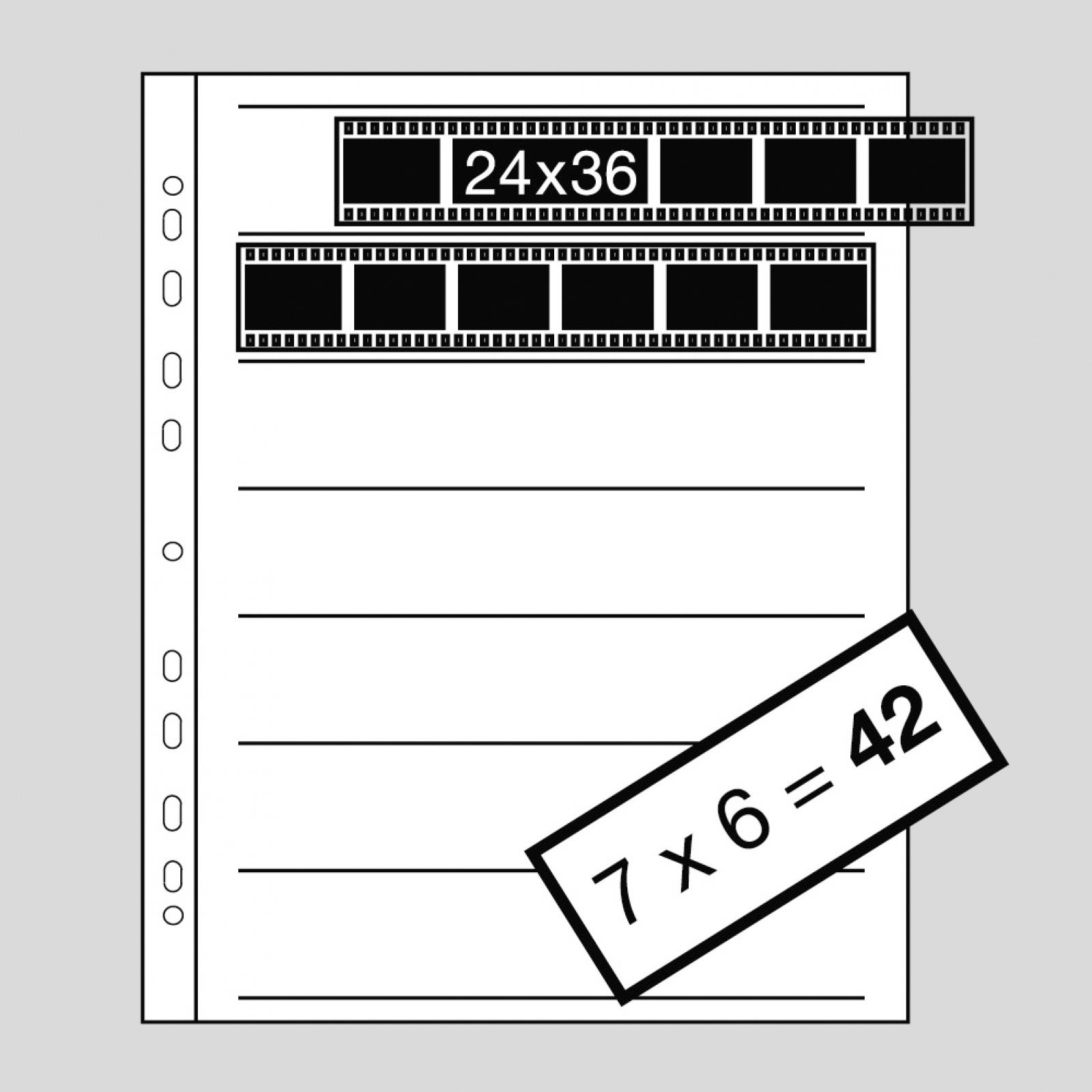 Kaiser Negativ-Ablageblätter für 35-mm-Film für 7 x 6 Negative, P, 25 Stück
