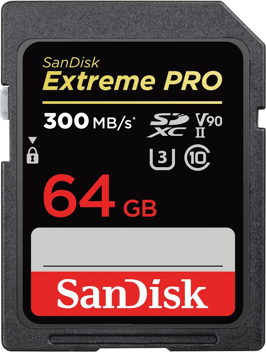 SanDisk SDXC Extreme Pro 64GB (V90/U3/UHS-II/Cl.10/R300/W260)